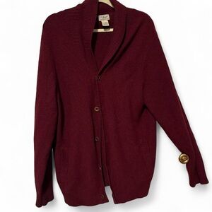 Vintage L.L. Bean lamb wool burgundy comfy oversized cardigan lg‎
